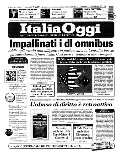 Italia oggi : quotidiano di economia finanza e politica